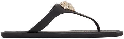 versace black medusa palazzo thong sandals|Versace: Black Medusa Palazzo Thong Sandals .